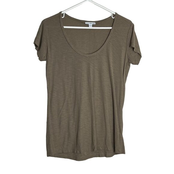 James Perse Tops - James Perse Standard Cotton Modal Blend Scoop Neck Short Sleeve Tee Brown Size 1